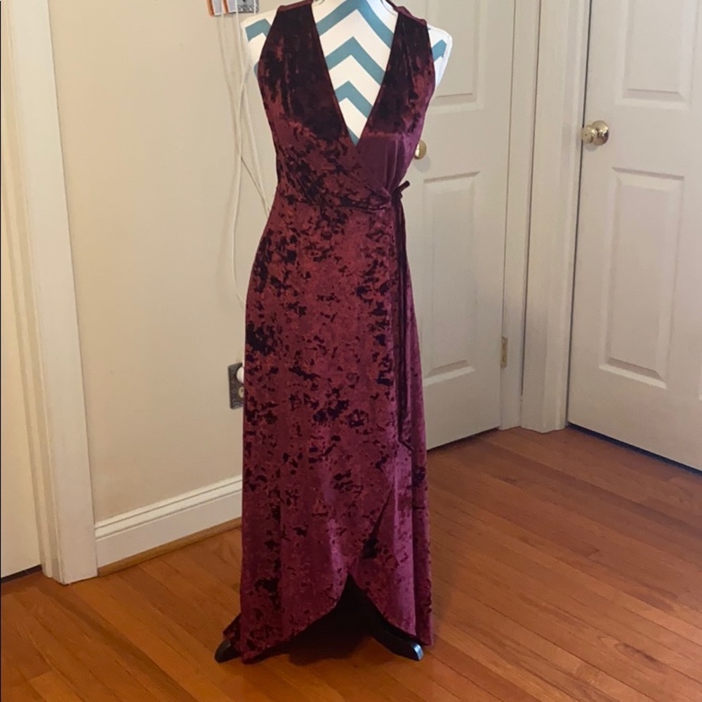 Burgundy Velvet Wrap dress